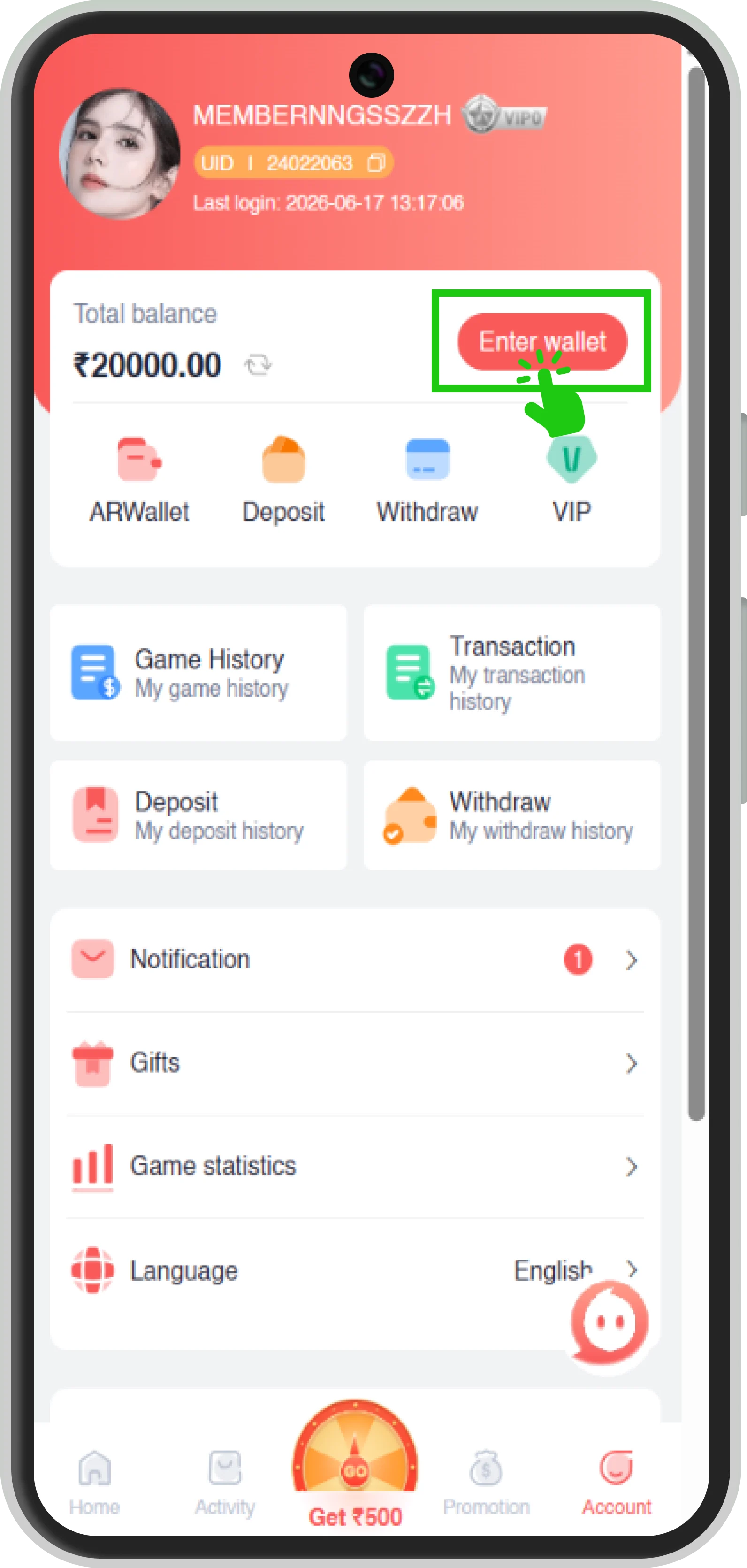 Enter your Wallet Address correctly